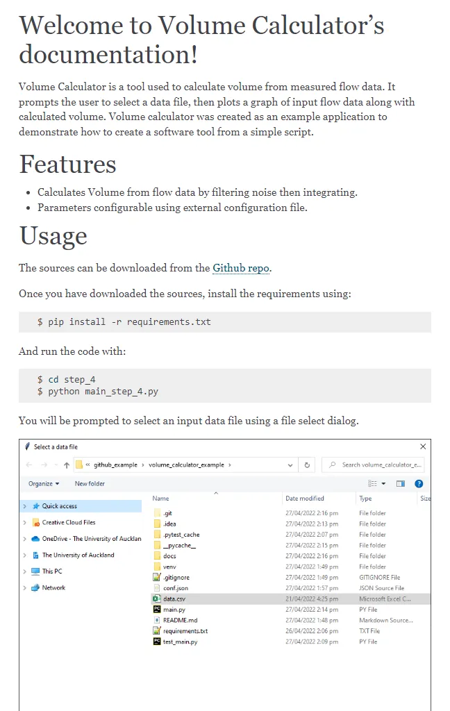 volume calculator documentation